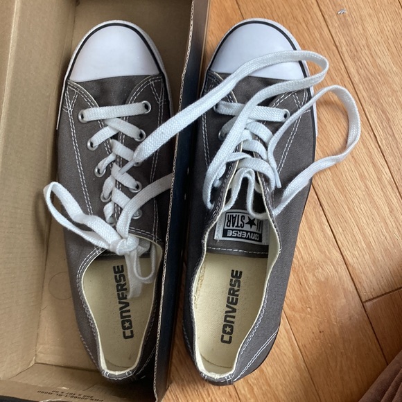 Sage/Grayish (Charcoal) size 8 Women Converse Worn just a couple times - Picture 2 of 3